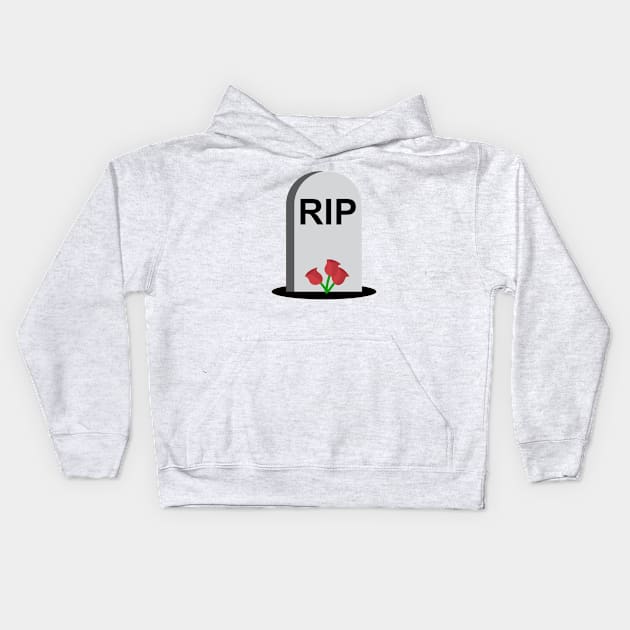 RIP Gravestone and Roses Design Kids Hoodie by VernenInk